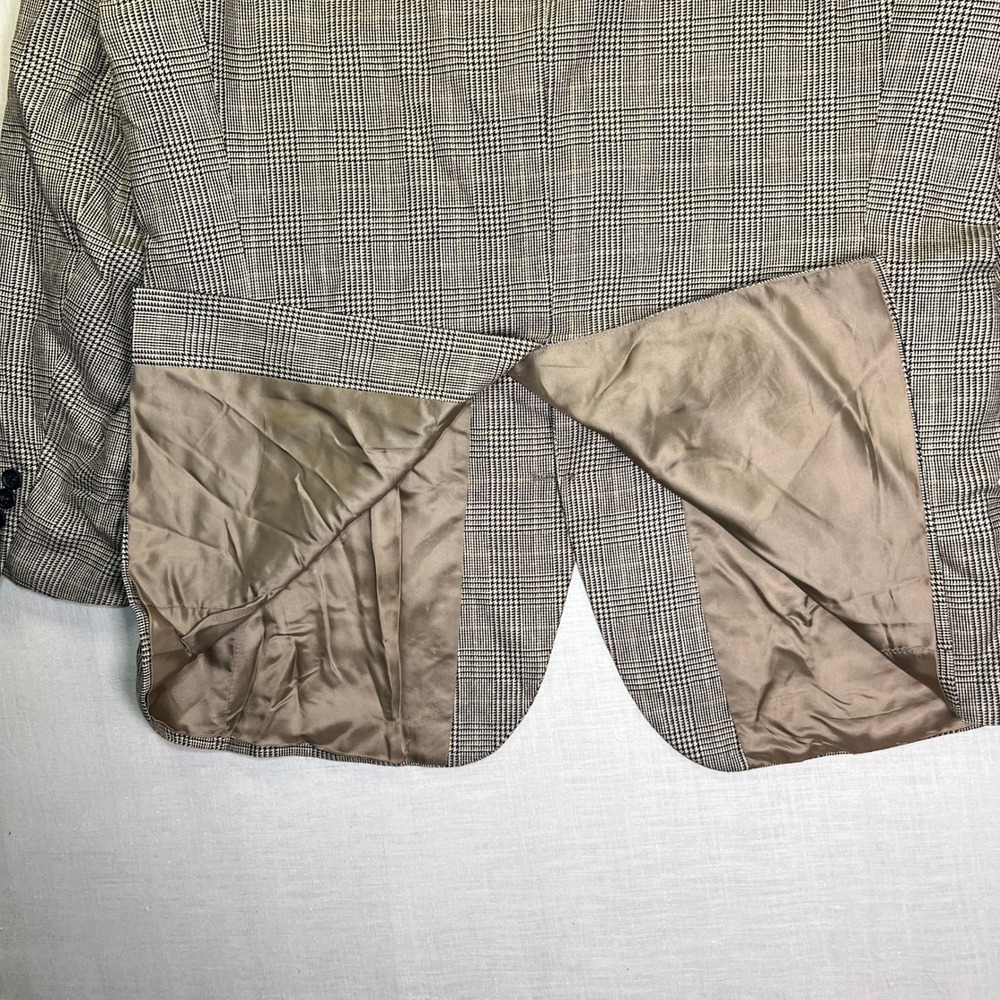 VTG Chaps Ralph Lauren Mens 46T Blazer Brown Plaid Silk Wool CANADA EUC XL 1990s - Picture 10 of 10